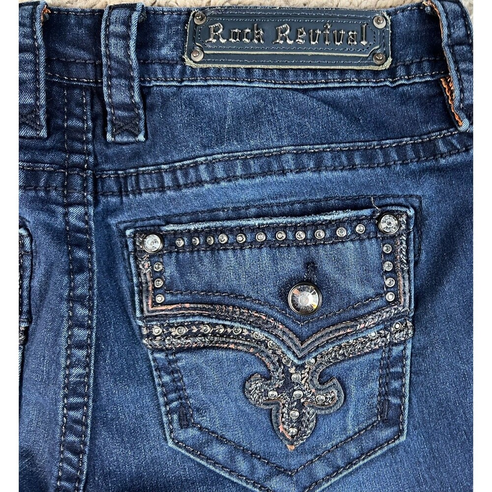 Rock Revival Betty Easy Ankle Skinny Women's Embellished Mid Rise Jeans  Size 28